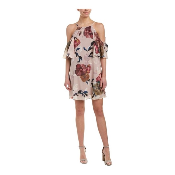 Trina Turk Floral‎ Seraphima Faye Silk Cold Shoulder Dress Multicolor Size Small - Picture 1 of 7